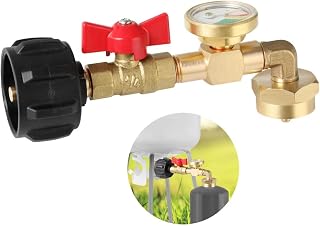 Qcc1 Adaptador de repuesto de propano con medidor y válvula de control, compatible con tanques de 1 libra, esencial para camping
