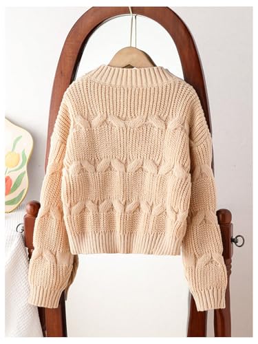 Image of SHENHE Girl's Bow Sweater Pullover Crewneck Long Sleeve Knitted Cute Sweater Jumper Top Apricot 10 Years