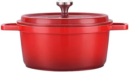 Dutch Oven Pot With Lid, 4 Qt Nonstick Enameled Dutch Oven for Bread Baking, Dual Handles Ceramic Saucepan, Kitchen Cookware for Braising Stews Roasting Baking, Safe across All Cooktops (Red)
