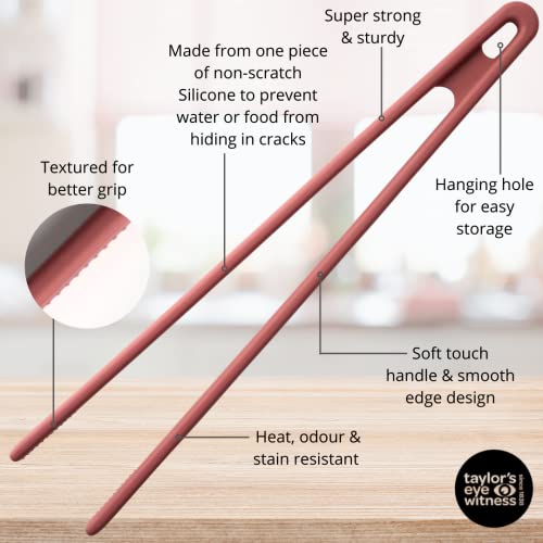 Taylors Eye Witness Large Baked Clay Silicone Gripping Tongs - Dishwasher Safe, Non-Scratch Grip Heads, Heat Resistant (260°C/500°F) - Image 4