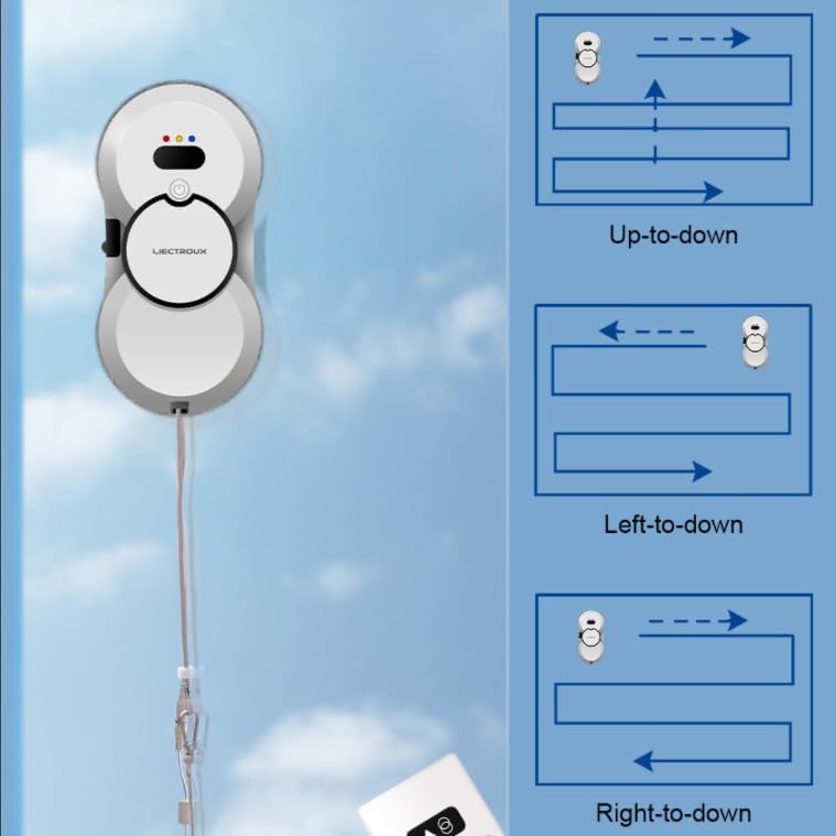 Diagrams illustrating the three automatic cleaning paths: Up-to-down, Left-to-down, and Right-to-down