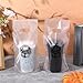 1000 Count Thank You Handle Drinking Bags 1 Cup Handle Drink Carriers Plastic Packaging Poly Bags for Delivery Take Out Cup Holder Beverage Coffee Juice Milk Tea Stores, 11 x 6.3 Inch