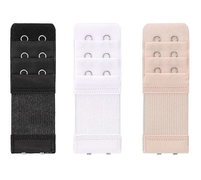 dkoale 3 Pieces Women's Bra Extenders 2 Hook Comfortable Stretchy Bra Extension Strap (Black, White, Skin)-picture-35