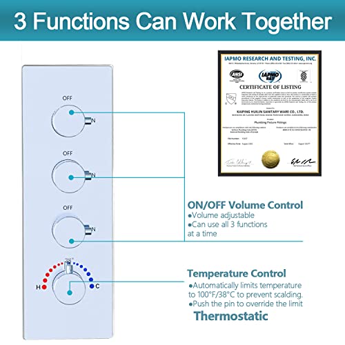 Enga Shower Jets System In Wall, 16 Inch Rain Shower Head With Body Spray Thermostatic Shower Faucet Set, Can Use All Functions At A Time (Volume Adjustable) #TOP5