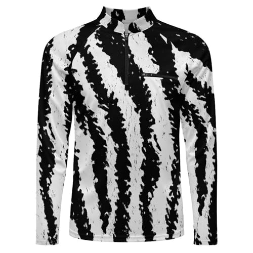 Black and White Tiger Stripe Men's Sun Protection Shirts UV SPF UPF 50+ Long Sleeve Rash Guard Lightweight4