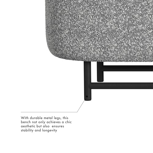 Image of HomePop 46 inch Ellipse Storage Bench with Metal Legs - Cream Boucle with Gray Yarns