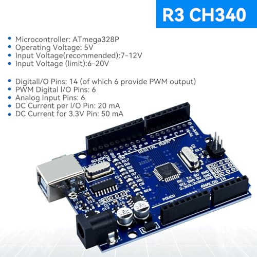 Image of Serplex UNO Starter Kit for UNO R3 Development Board Compatible with Arduino IDE, 400 Hole Breadboard, Sensors, and Obstacle Avoidance Module for Learning, Prototyping, and Creative Innovation