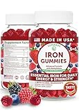 Lunakai USA Made Vegan Iron Gummies 5-in-1 with Methylfolate, Vitamin C, E & B12 - Daily Chewable Iron Supplement for Women, Men & Kids - Energy & Blood Health Support, Non-GMO, 60ct