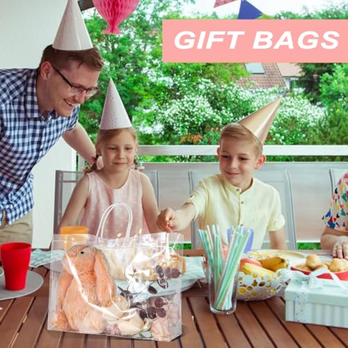 10 Pack Large Clear Gift Bags with Handle, 15.7"X4.7"x11.8" Large Plastic Bag Valentines Gift Bags Shopping Bags For Small Business Gifts Wedding Party Favors Graduate Valentine's Day Mother's Day by OUGE - Image 6