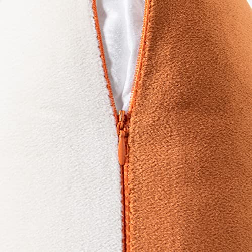 Anroduo Pack Of 2 Throw Pillow Covers Decorative Velvet Patchwork With Gold Leather Pillowcase Soft Solid Decoration Cushion Case For Couch Sofa Bed Chair Living Room 20X20 Inch Burnt Orange #TOP2