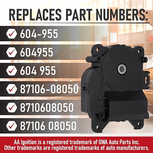 Image of HVAC Air Blend Door Actuator Mode Replacement by AA Ignition - Fits 2004, 2005, 2006, 2007, 2008, 2009, 2010 Toyota Sienna Vehicles - Replaces 604-955, 87106-08050, 8710608050 - Heater Air Door