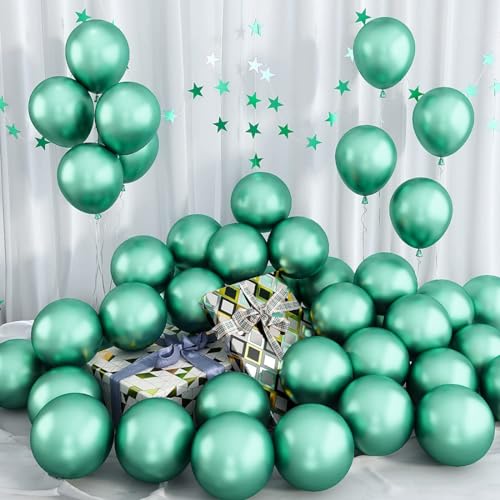 Image of Chrome Balloons, 30pcs Shiny Green Metallic Balloons for Birthday, Anniversary, Engagement, Wedding, Baby Shower, Festival Party Decorations (30 Pcs)