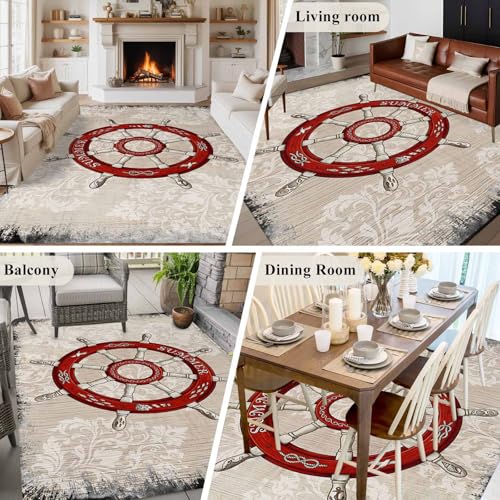 Tapete decorativo 8x10 pies rojo antideslizante lavable miniatura 6