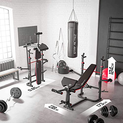 Hop-Sport Inklapbare Halterbank HS-1065 Verstelbare Fitnessbank met Haltersteun, Curlpult en Vlinder, Verstelbare Trainingsbank voor Bankdrukken - Image 5