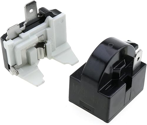 E-outstanding Accesorios para piezas de refrigerador, 1 juego de relé de arranque QP2-4.7 PTC 1 pin 4.7 ohmios y protector de sobrecarga de
