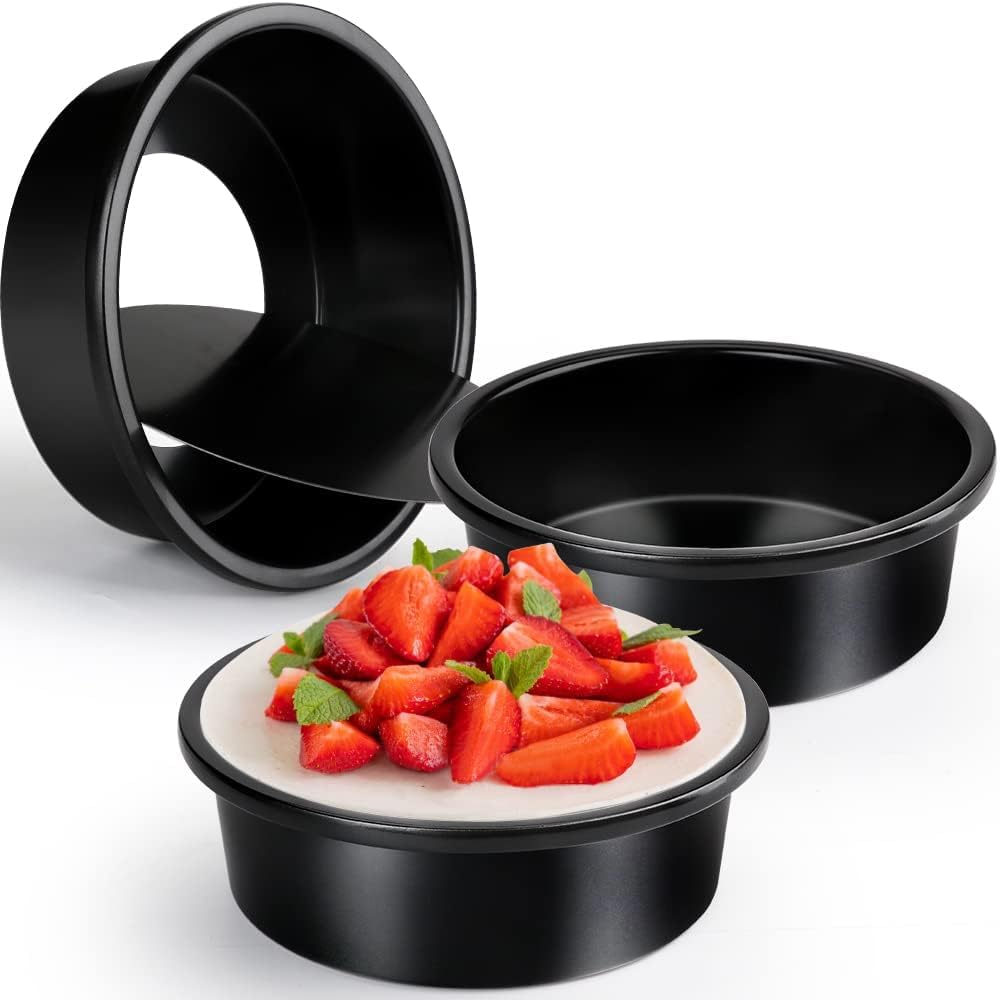 PureBake Premium SGS Certified Cake Moulds | 8 inch Cake Tin- Teflon Coated Removable Base, Non-Stick Cake Tins/Pan/Trays for Microwave, Oven and Bakeware - Black (21.60 Cm) — Amazon image 6