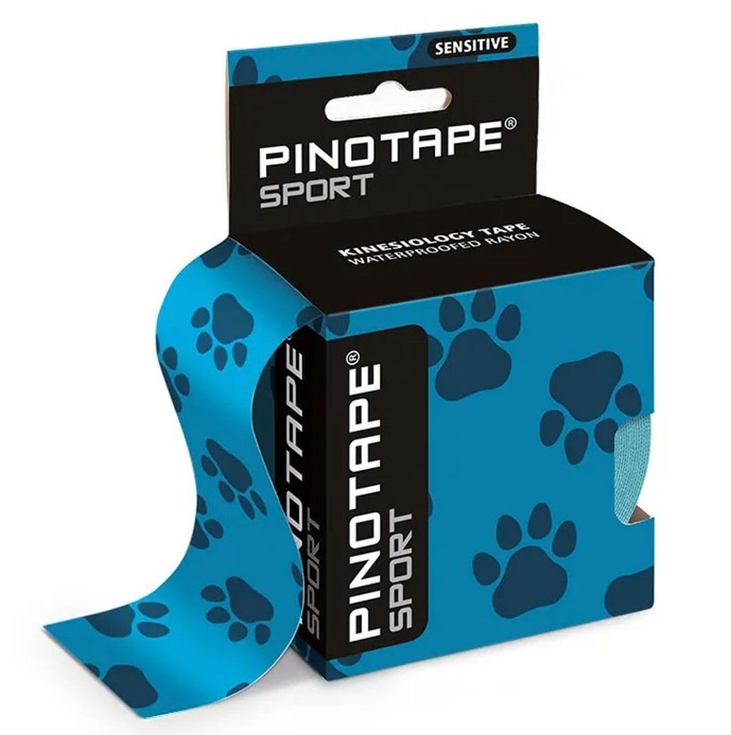 Pinotape Taśma sportowa - Sensitive Tape – Paw (łapa) – 5 cm x 5 m – wodoodporna taśma kinezjologiczna – do skóry wrażliwej – nie zawiera lateksu – silna przyczepność