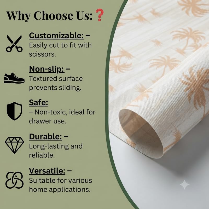 Image of Dribble (45cm X 300cm) Eva Shelf Liner Mat Roll, Non Slip Drawer & Cabinet Liner for Kitchen, Waterproof Oilproof Washable Fridge Mat, Anti Skid Multipurpose Mat (Palm Paradise Yellow)