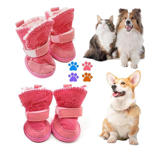 Botas protectoras para perros, zapatos de invierno para perro, impermeables, cálidos, para mascotas, nieve, lluvia, zapatos para perros, calzado grueso y cálido