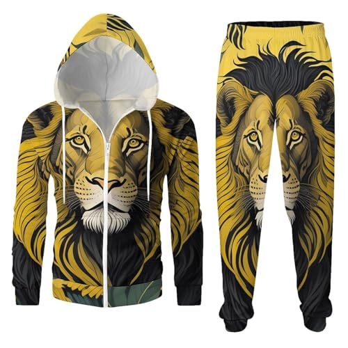 Chándal con cremallera y estampado de león en 3D para hombre, con estampado de tigre y perro, con cremallera completa, A-03, 3XL