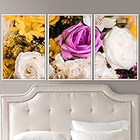 3 Piece Framed Canvas Wall Art Assorted Clusters and Colorful Bouquet Canvas Prints Home Artwork Decoration for Living Room,Bedroom - 16