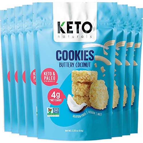 Keto Cookies Buttery Coconut, Healthy Snacks, Keto Friendly, Gluten Free, Low Carb, Healthy Snack - Sweet, Diet Friendly Dessert â€“ Ketogenic Food with Natural Ingredients, Pack of 8 x 2.25 oz Bags.