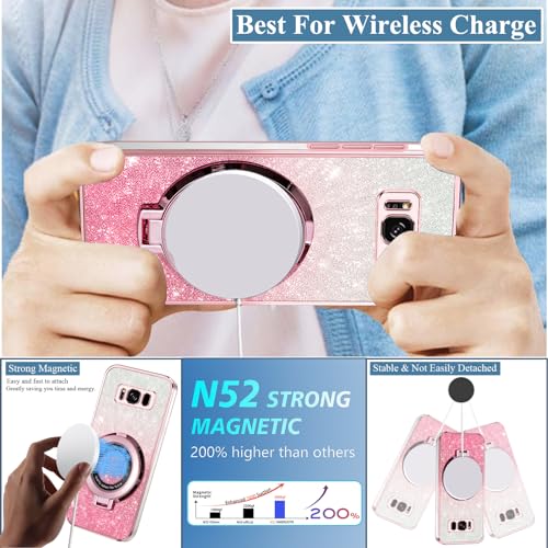 Coque compatible MagSafe Samsung S8 Plus silicone transparent anneau