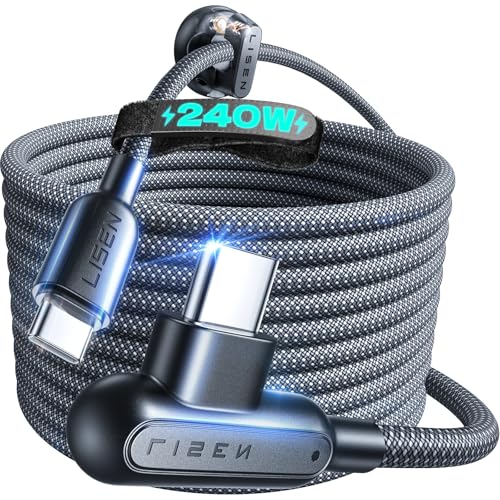 LISEN 240W USB C Kabel 2M, Besitzt alle Funktionen eines USB C Kabel 100W, USB C auf USB C Ladekabel 2M mit Kabelhalter ...