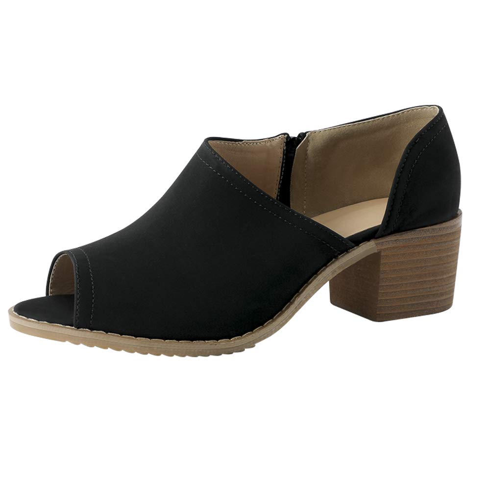 Women Low Heel Ankle Booties Slip On Vegan Suede Leather