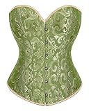 Alivila.Y Fashion Womens Sexy Brocade Vintage Corset Overbust Bustier 810-Green-2XL