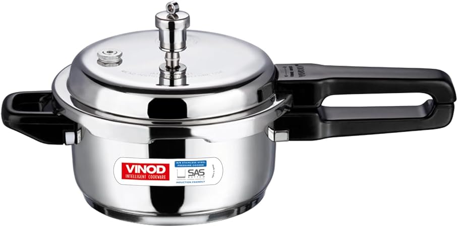 Vinod V-3L Stainless Steel Sandwich Bottom Pressure Cooker, 3-Liter