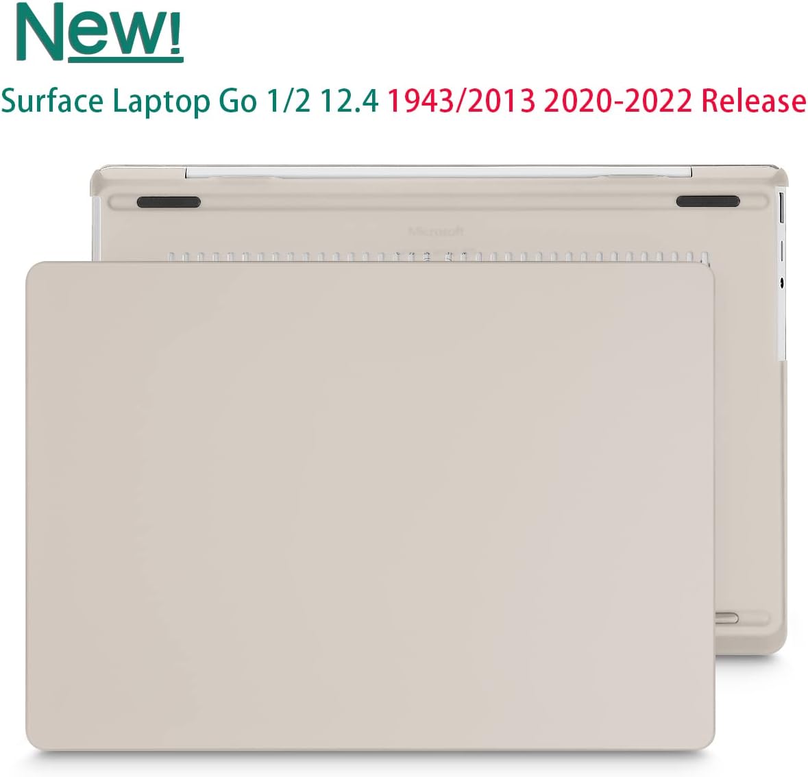 Compatible with 12.4 inch Microsoft Surface Laptop Go 3/2/1 Models: 1943 2013 (2023 2022 2020 Release), Plastic Hard Shell Case with Keyboard Cover & Screen Protector, Rock Ash - Image 4