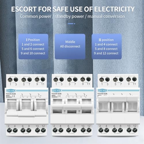 Interrupteur sectionneur 3P MTS inverseur de source manuel double puissance 40A 63A - 6