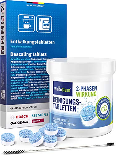 Pflegeset für Siemens Kaffeevollautomat Entkalkungstabletten Reigungstabletten & Steigrohrbürste