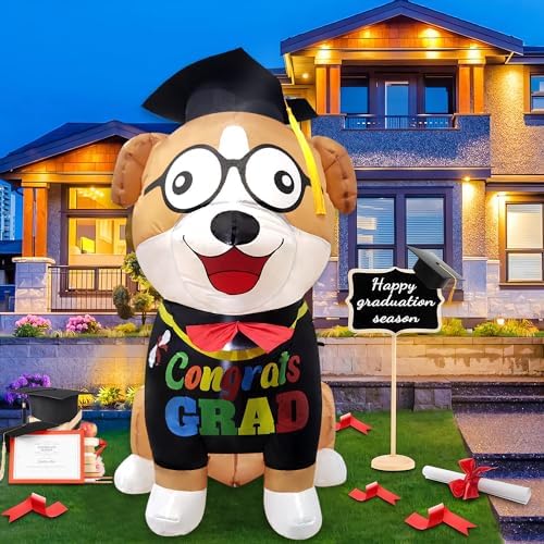 Amazon.com: morabloomy 4 Feet Graduation Inflatable Puppy Decorations ...