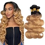 Freiuoke 1B27 Bundle Human Hair Ombre Body Wave Bundles Color 27 Bundle 24 26 28 Inch Brazilian Virgin Remy Hair 3 Bundles