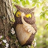 Kathfly Owl Tree Hugger Keep Quiet Owl Tree Peeker Statue Adorable Resin Sculpture Garden Peeker Decoration Yard Art Ornaments for Housewarming Gift Outdoor Locations Patios Lawns Decorations