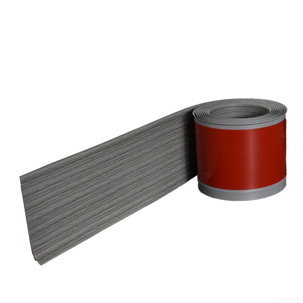 Tira de moldura de pared autoadhesiva de PVC para sala de estar, dormitorio, decoración del hogar, gris, marrón, negro, blanco, amarillo, roble gris, grano de madera (gris)
