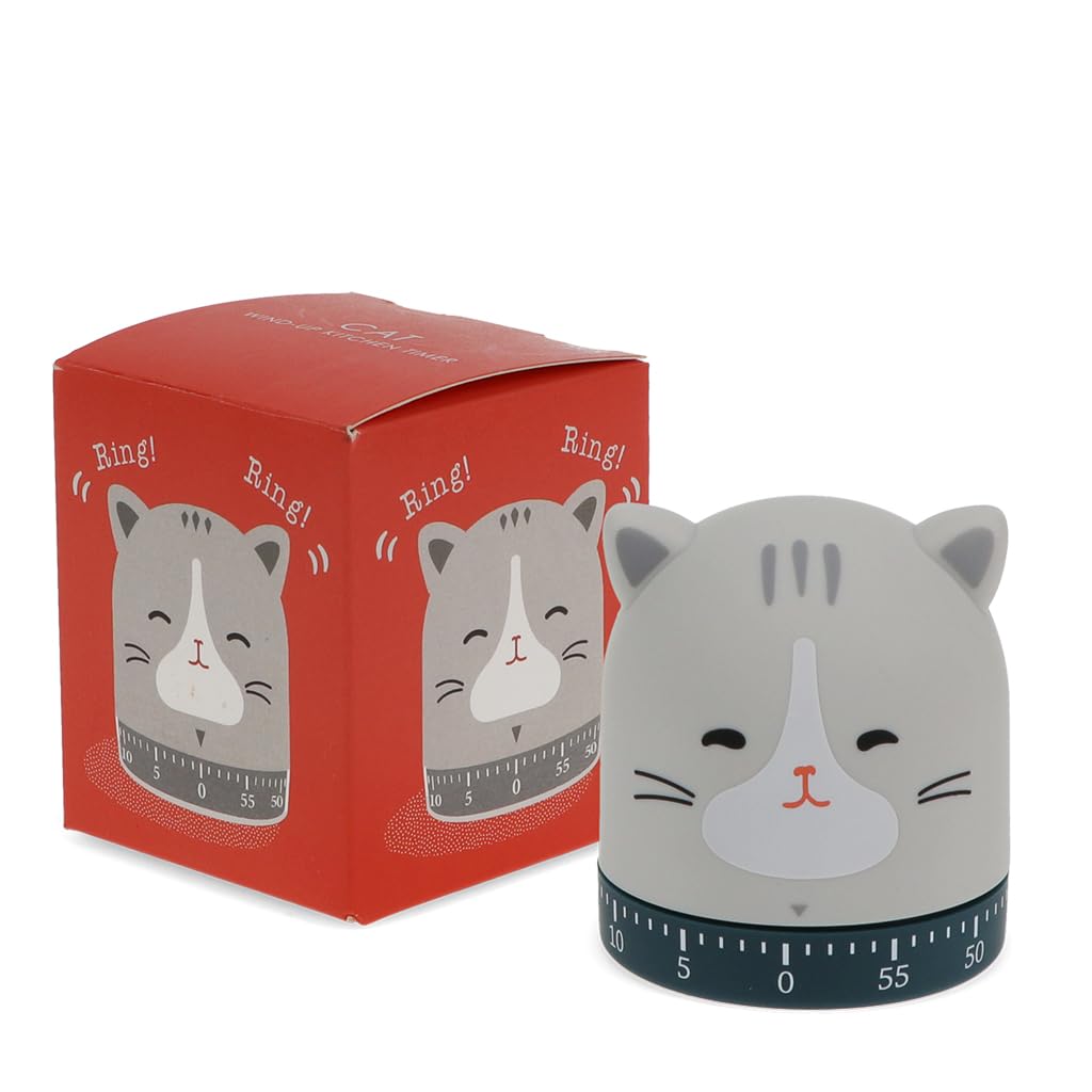 Rex London Grey Wind-Up Kitchen Timer - Cat