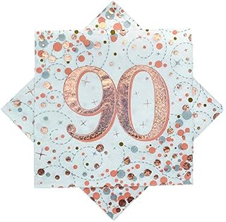 OAKTREE UK 635852 Oaktree Sparkling Fizz 90th Rose Gold 33cm x 33cm 3-ply Napkins 16pcs