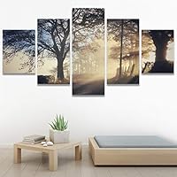 SIGNWIN 5 Panel Canvas Wall Art Rustic Woods for Home Decorations Ready to Hang - 60