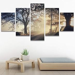 SIGNWIN 5 Panel Canvas Wall Art Rustic Woods...