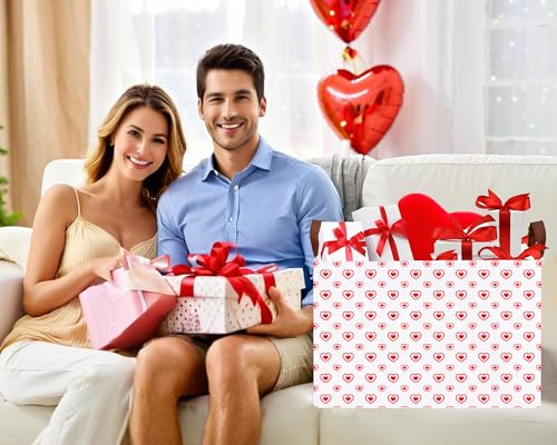 Image of Large Valentine's Day Basket Heart Shaped Storage Bin for Gifts Collapsible Organizer Room Decor (Small Hollow Love)