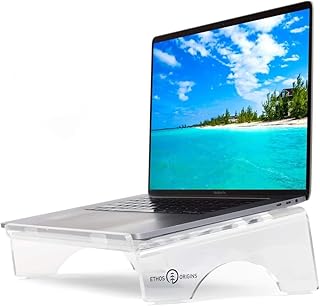 Acrylic Laptop Stand for Desk | 8 mm Acrylic Computer Stand w/ 6 Silicone Grippers | Clear Laptop Stand For Desk w/ Air Vents | Laptop Stand Acrylic | Laptop Stand Clear | Acrylic Laptop Riser
