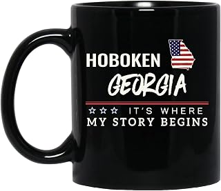 American Flag Mug Hoboken Georgia Coffee Cup It's Where My Story Begins 4th of July Coffee Mug Patriotic Gift Independence Day Memorial Day Tea Cup 11oz Black