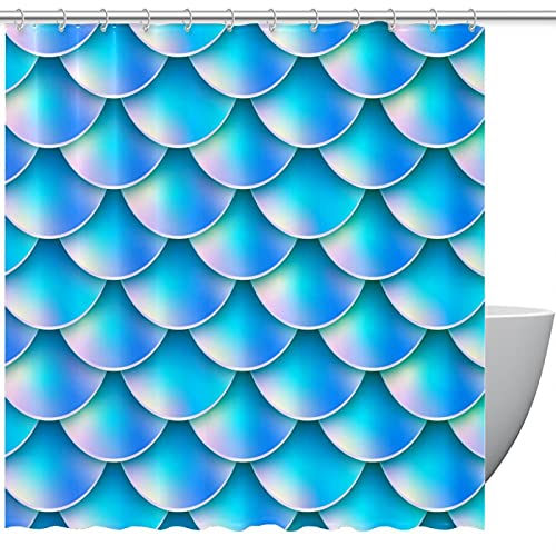 Rideau de douche queue de sirène bleu 182x182 cm texturé pour salle de bain - 2