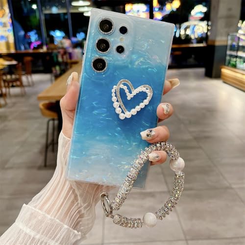 Coque Samsung Galaxy S24 Ultra bleue à paillettes pour le quotidien