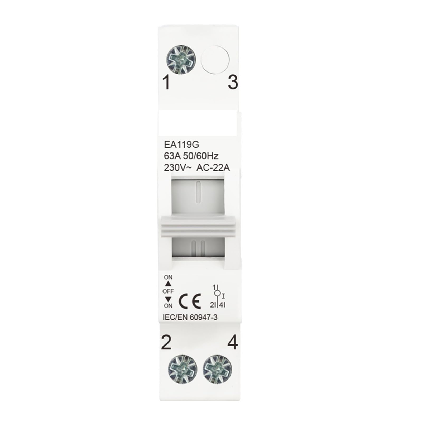Interrupteur de transfert manuel MTS 63A monophasé pour rail DIN AC 230V