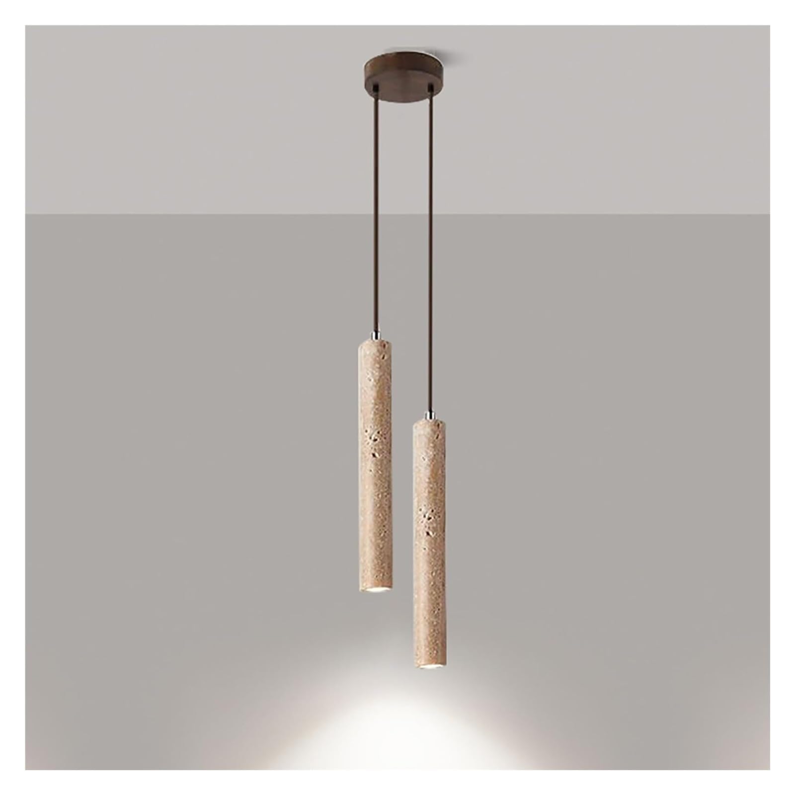 KHUKHU Natural Stone Cylinder Pendant Light,mini Wabi Sabi Hanging Light for Bed Bside,Retro Hanging Light Fixture for Kitchen Island Living Room Bar(2 Lights)