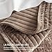 EverGrace Velvet Quilt Set King Size, Luxurious Soft Striped Channel Bedding Set, Lightweight Velvet Comforter for All Season, Oversized Bedspread Coverlet with 2 Matching Shams, Mocha Brown